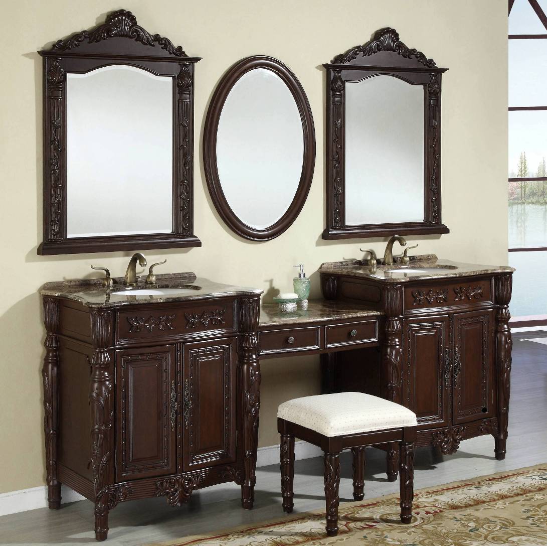 87Inch Double Vanities  Vanity Makeup Stool