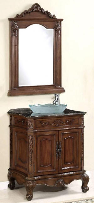 27inch Hartley Vanity Semi Drop In Sink Cabinet With Mirror - 27 Inch Wide Bathroom Vanity With Sink