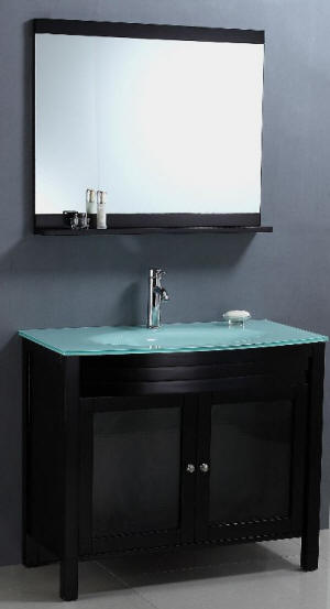 40in Lila Vanity Tempered Glass Top, Tempered Glass Vanity Top With Integrated Sink