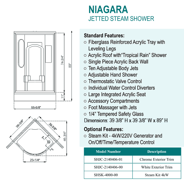 DreamLine Jetted Steam Showers