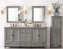 Featured image of post Double Sink Vanity With Linen Tower - Double vanity with towers double vanity in traditional style.