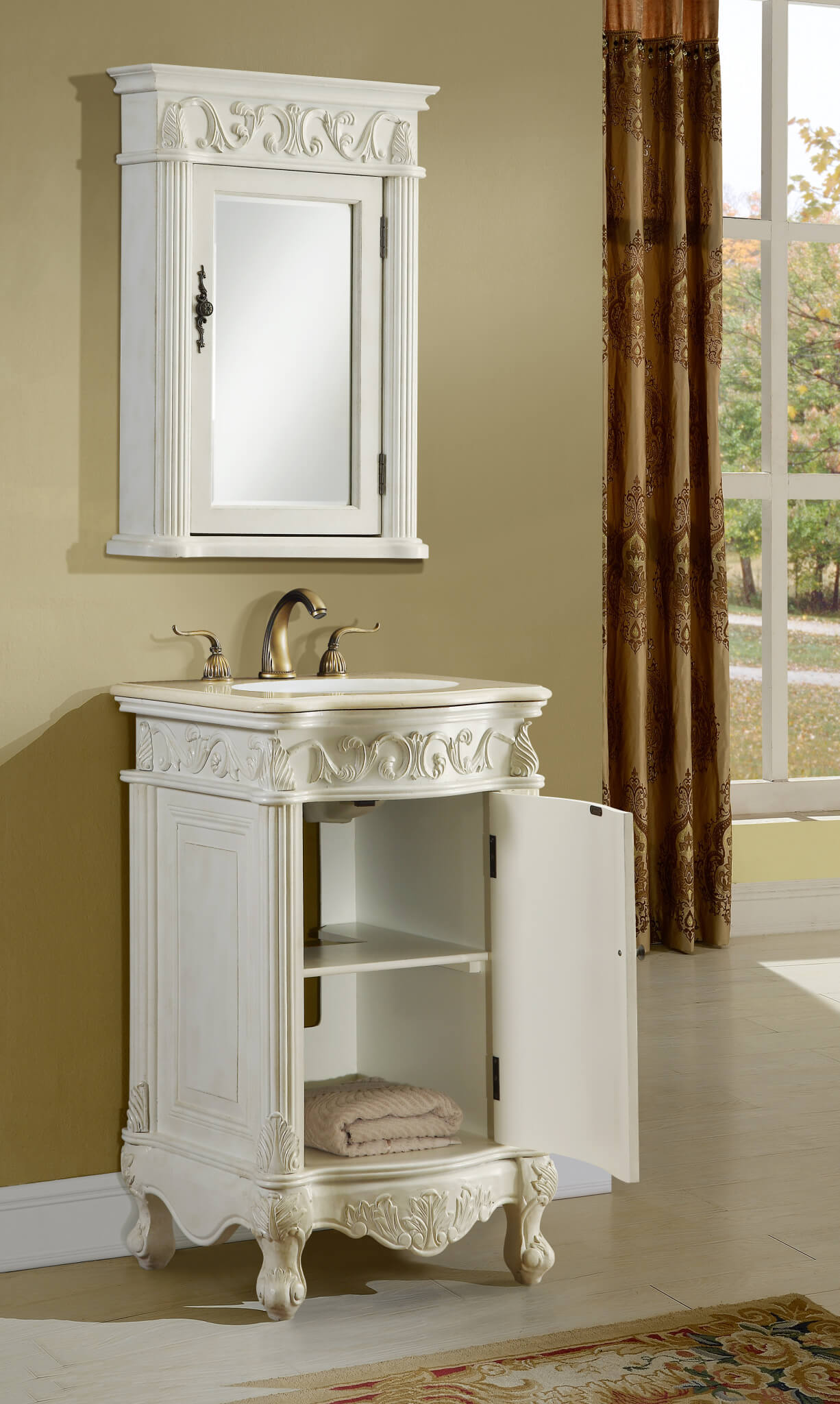 21in Antonia Vanity Space Saving Cabinet Antique Bathroom