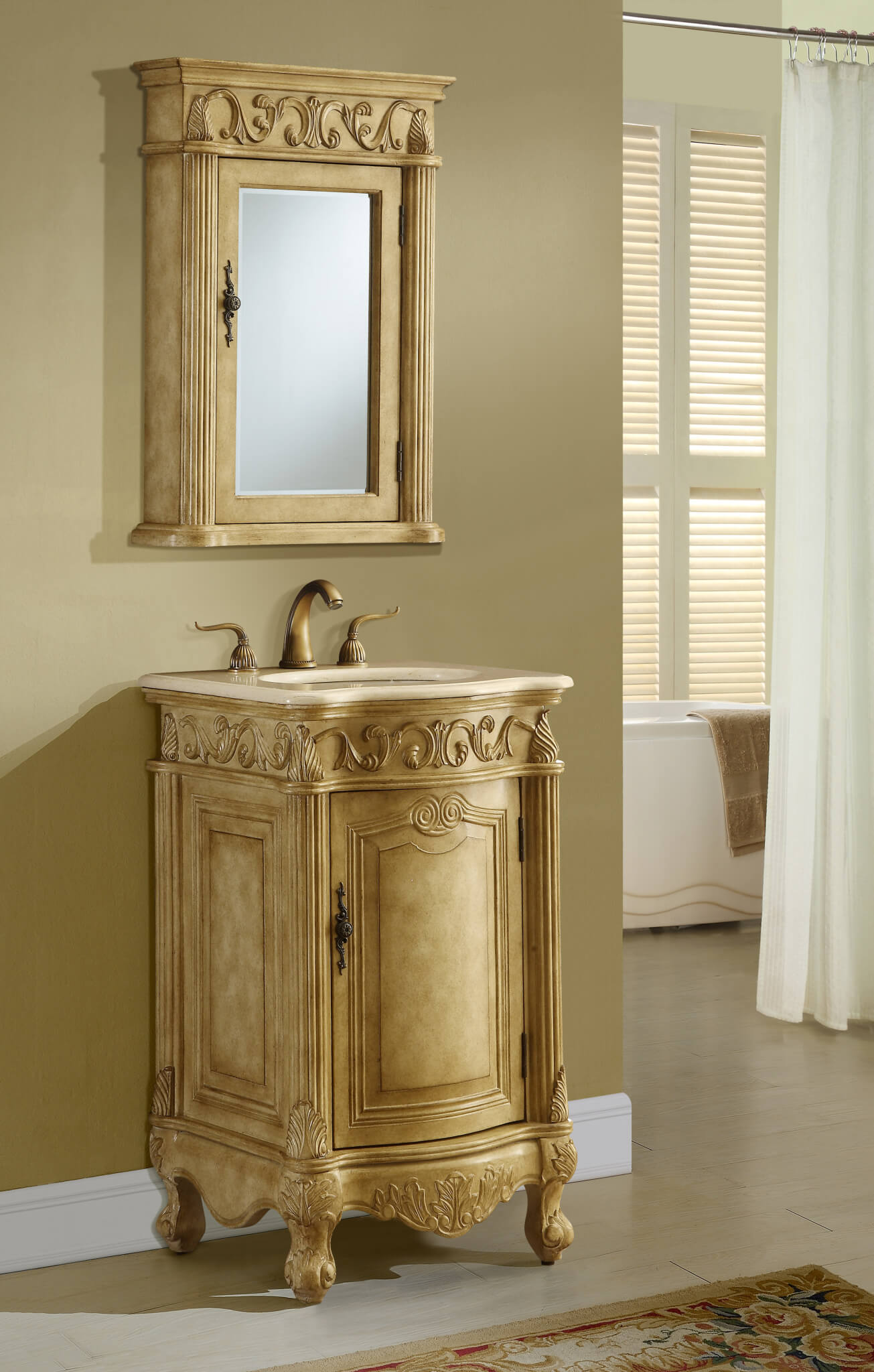 21in Antonia Vanity Space Saving Cabinet Antique Bathroom Vanity Traditional Style Vanity