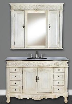48 Inch Contessa Vanity with Matching Set Wall Hutch