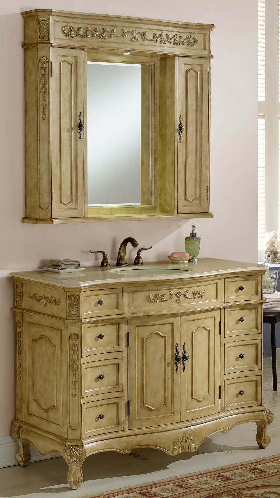 48in Cortina Creme Vanity Vanity With Hutch Antique White Vanity