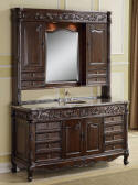 Vintage Bathroom Antique Reproduction Sink Vanity Chest with Mirrored Wall Hutch