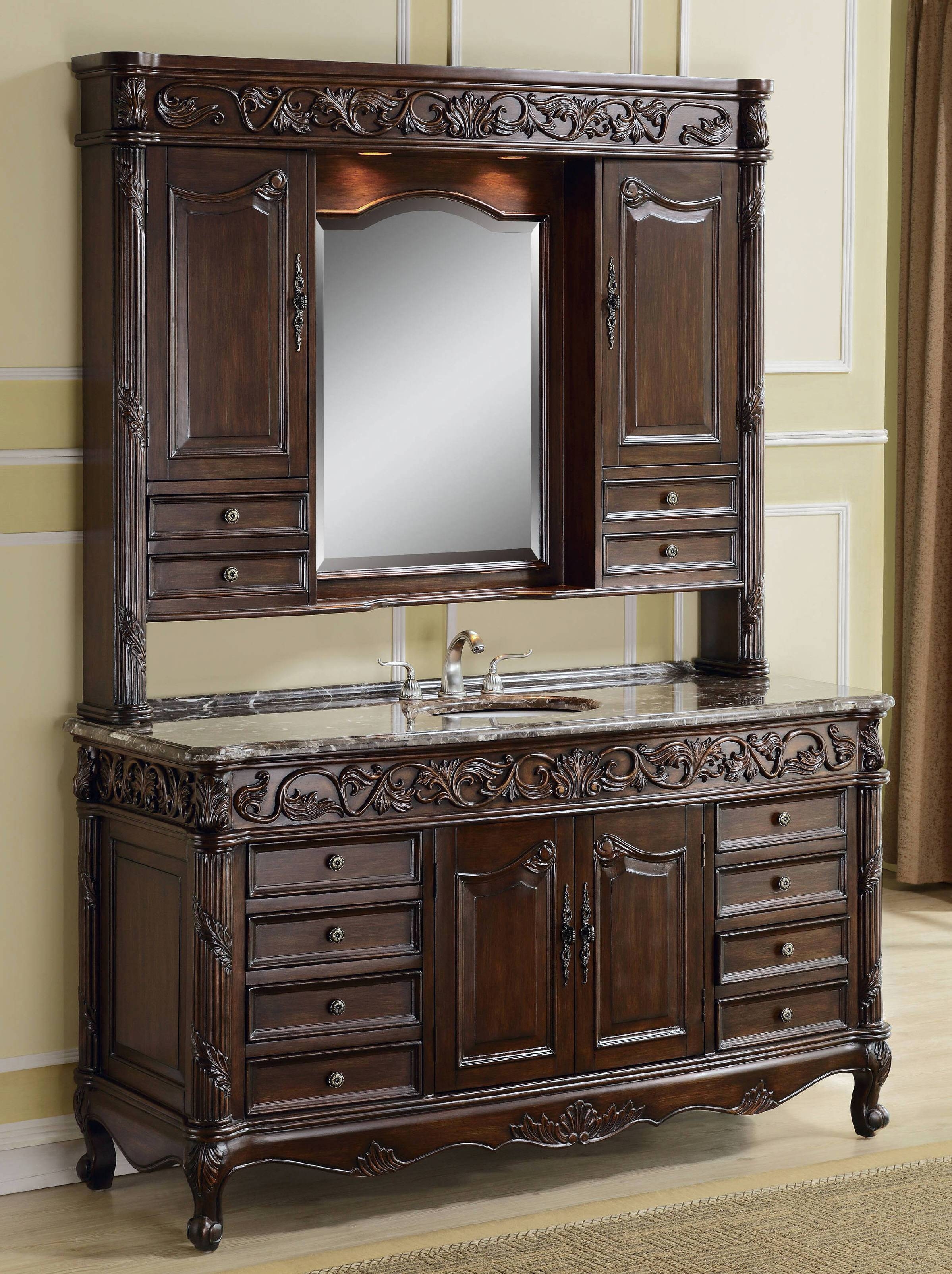 65in Kessler Vanity Vanity With Hutch Antique Reproduction