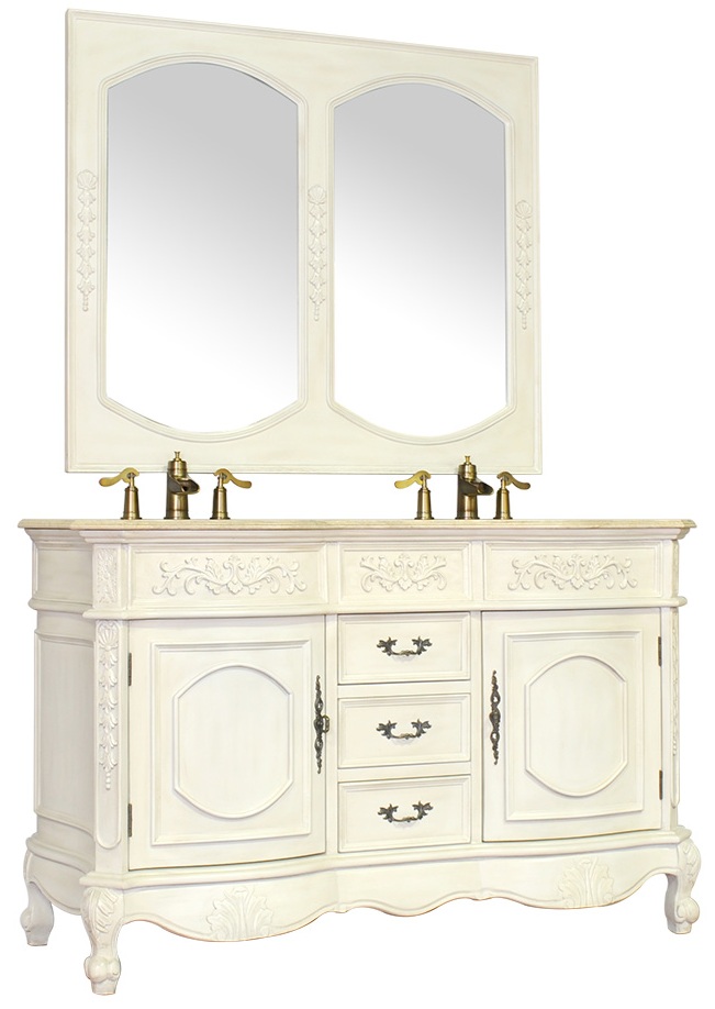 56in Jenna Double Vanity Cherry Double Vanity Antique